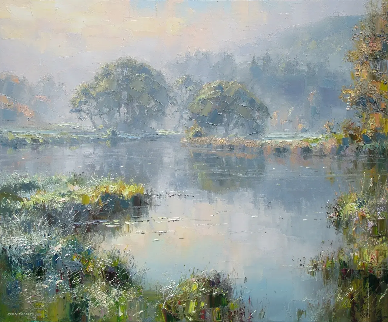 Rex Preston - morning light, river brathay, near elterwater